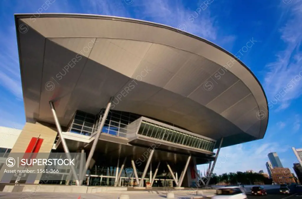 Low angle view of a convention center, Boston Convention and Exhibition Center, Boston, Massachusetts, USA