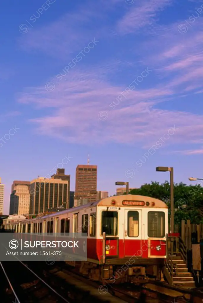 Train on a railroad track, Boston, Massachusetts, USA