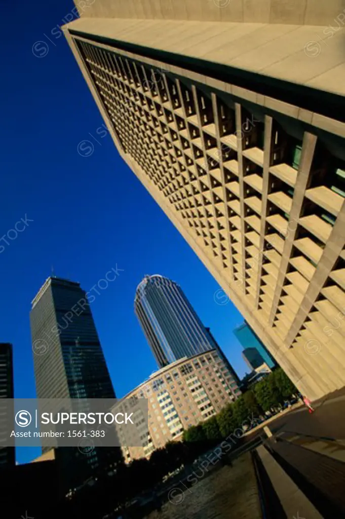 Low angle view of skyscrapers in a city, Christian Science Center, Boston, Massachusetts, USA