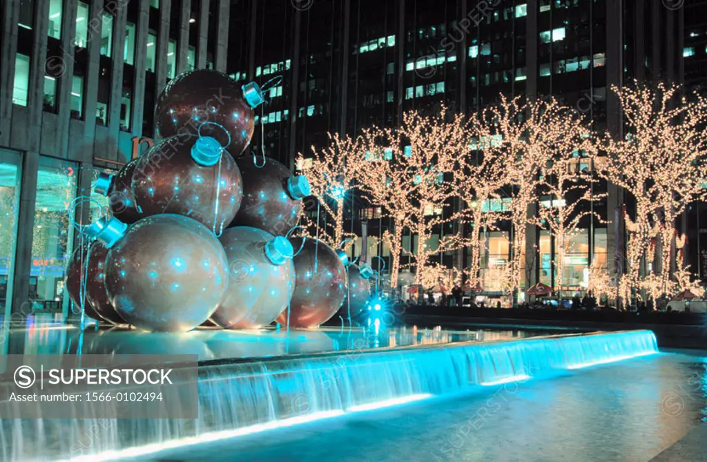Christmas lights on 6th Avenue. New York City. USA