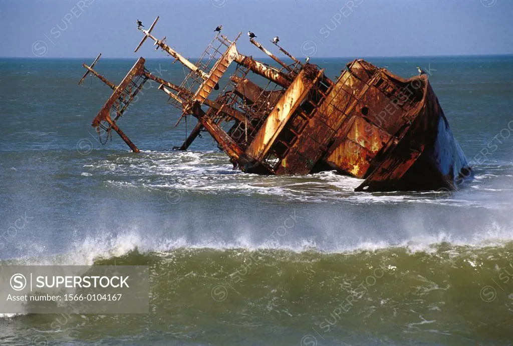Shipwreck. Tan Tan coast. Morocco