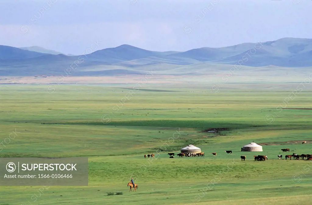 Yurts. Batkhan Reserve. Ovorkhangai province. Mongolia