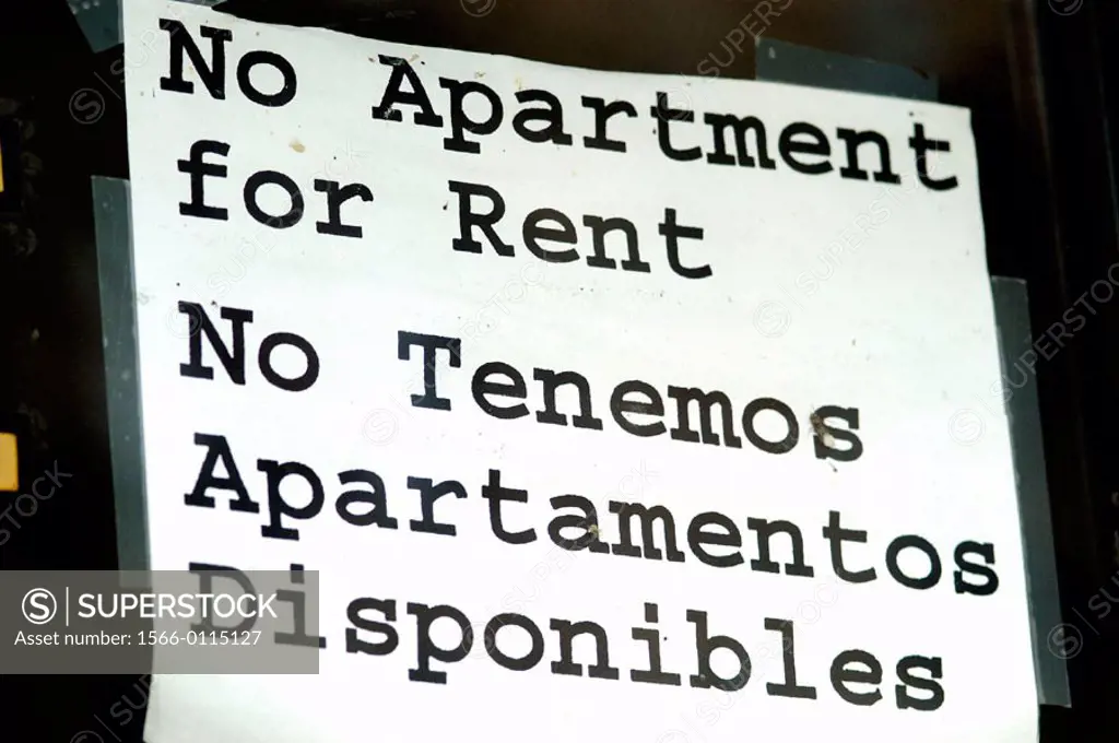 ´No Apartment for rent´ sign. NYC