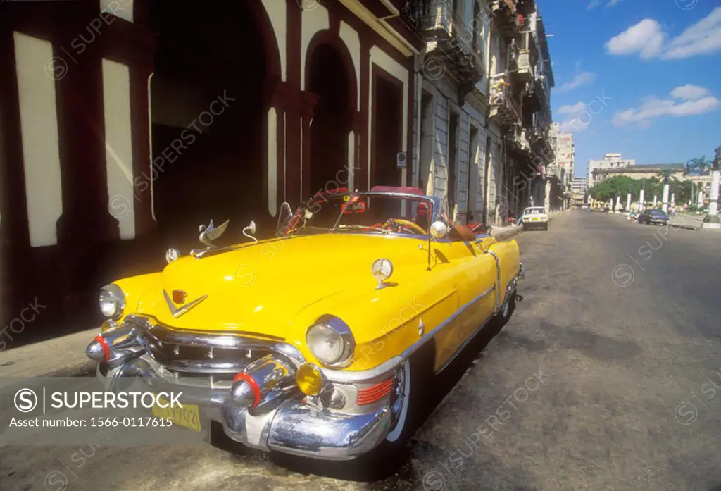 Old classic american car parked on the street in Old Havana. Cuba