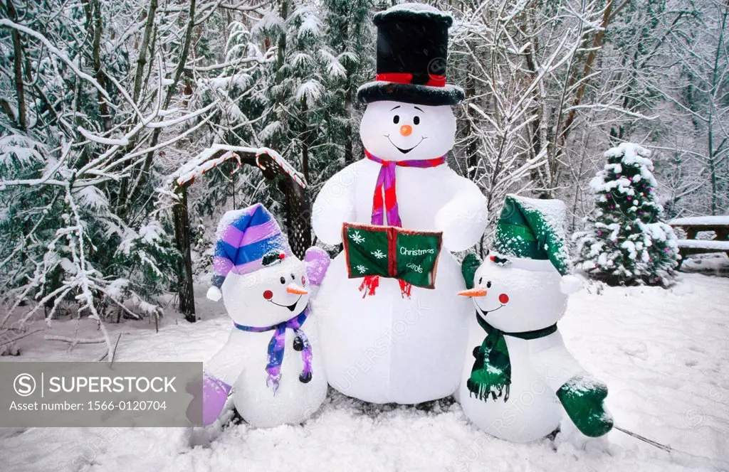 Christmas holyday season. Inflatable snowman. Ashland. Oregon. USA