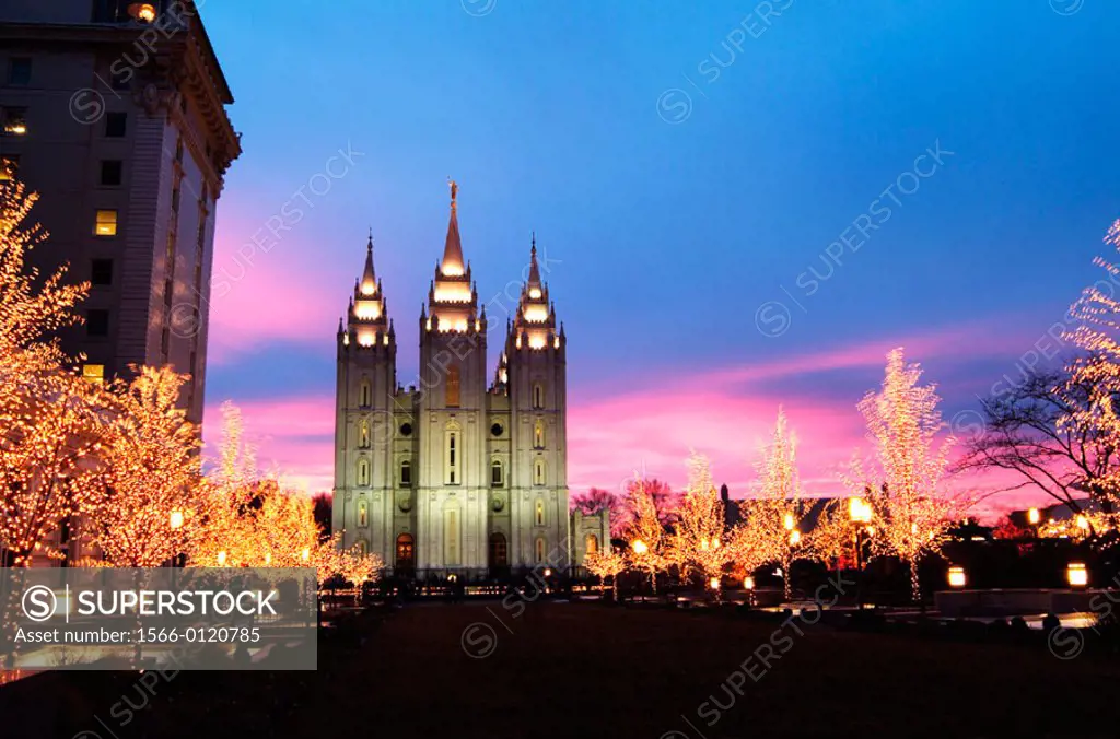 The Mormon Temple at Christmas. Salt Lake City. Utah. USA