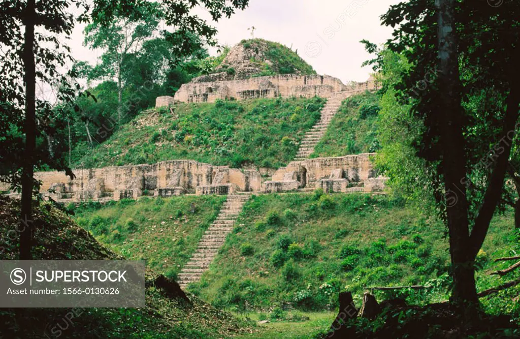 Pyramid at the old Mayan city of Caracol. Belize