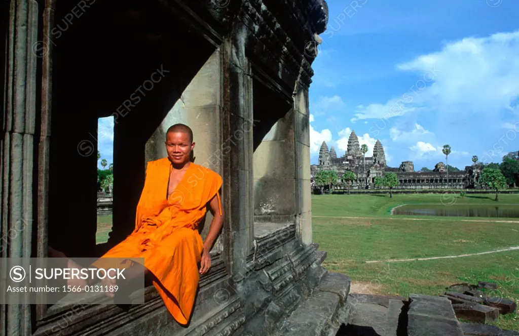 Monk at Angkor Wat Temple. Cambodia