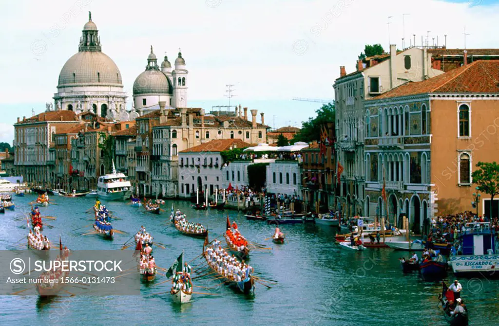 ´Regata Storica´ (Historical boats parade) on Grand Canal. Venice. Italy