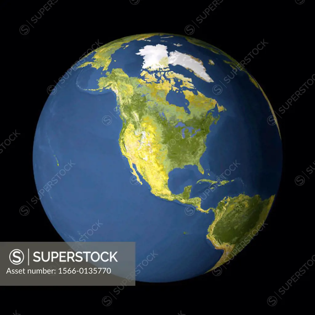 AVHRR satellite image globe of the earth and North America