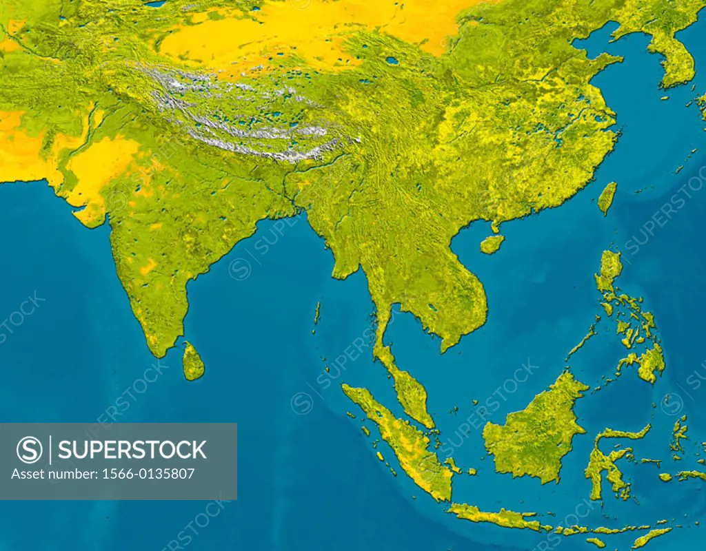 Satellite image of Asia and indonesia.