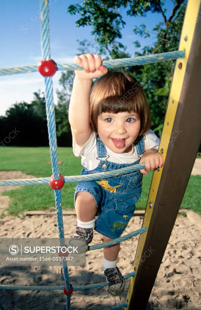 Climbing on play structure