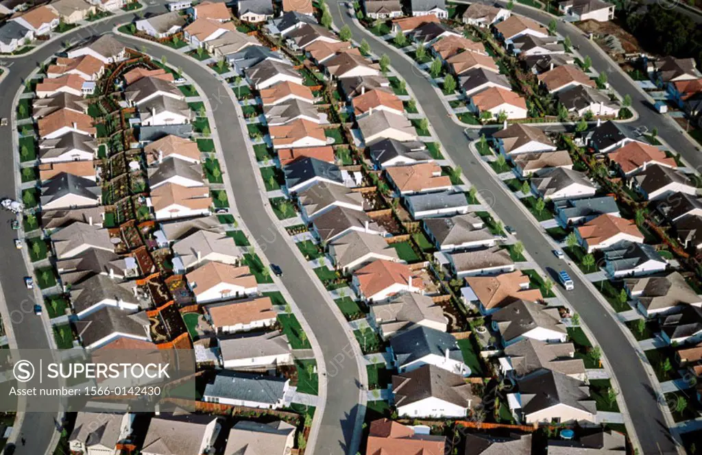 Suburban sprawl. Residential. Aerial Placer County, Californai. USA.