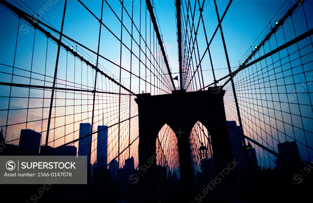 Brooklyn Bridge cables. New York City. USA