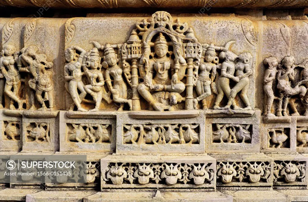 Adinath Temple detail. Ranakpur. India