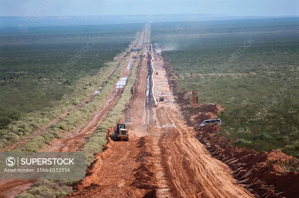 Gas pipeline under construction in the Patagonian region. Argentina