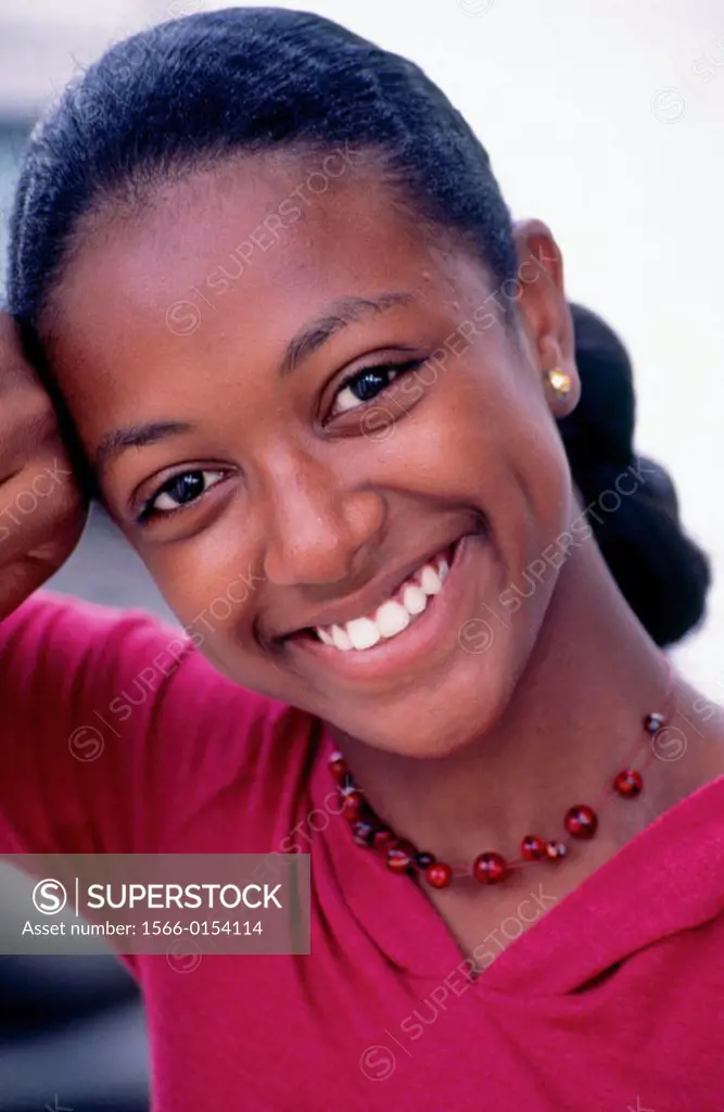 Teen girl with smile, Curaçao, Netherlands Antilles