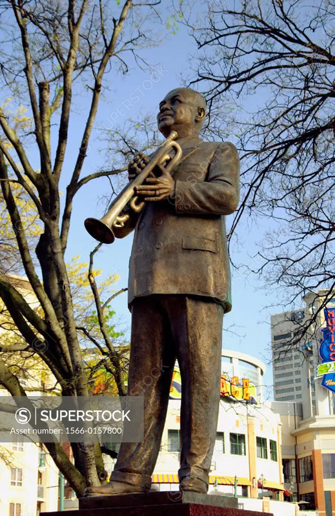 A bronze statue of W.C. Handy on Beale Street in Memphis, Tennessee recognizing him as the Father of the Blues