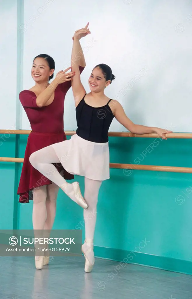 Ballet teacher and student