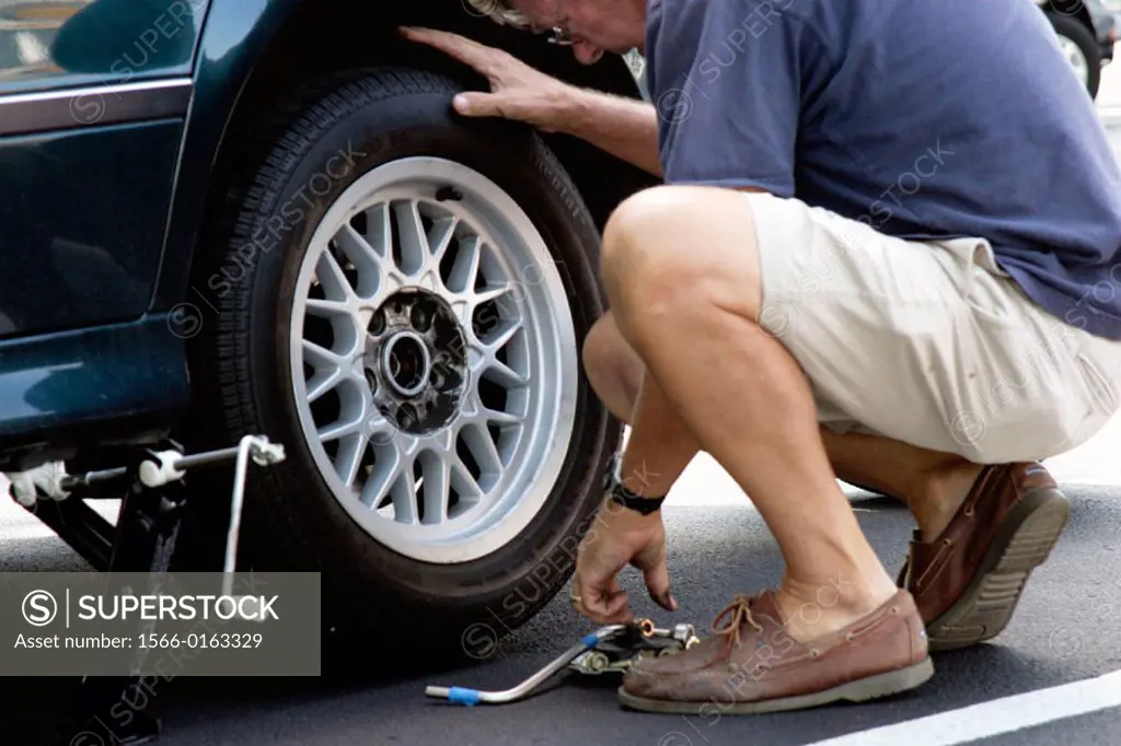 Man changing a tire