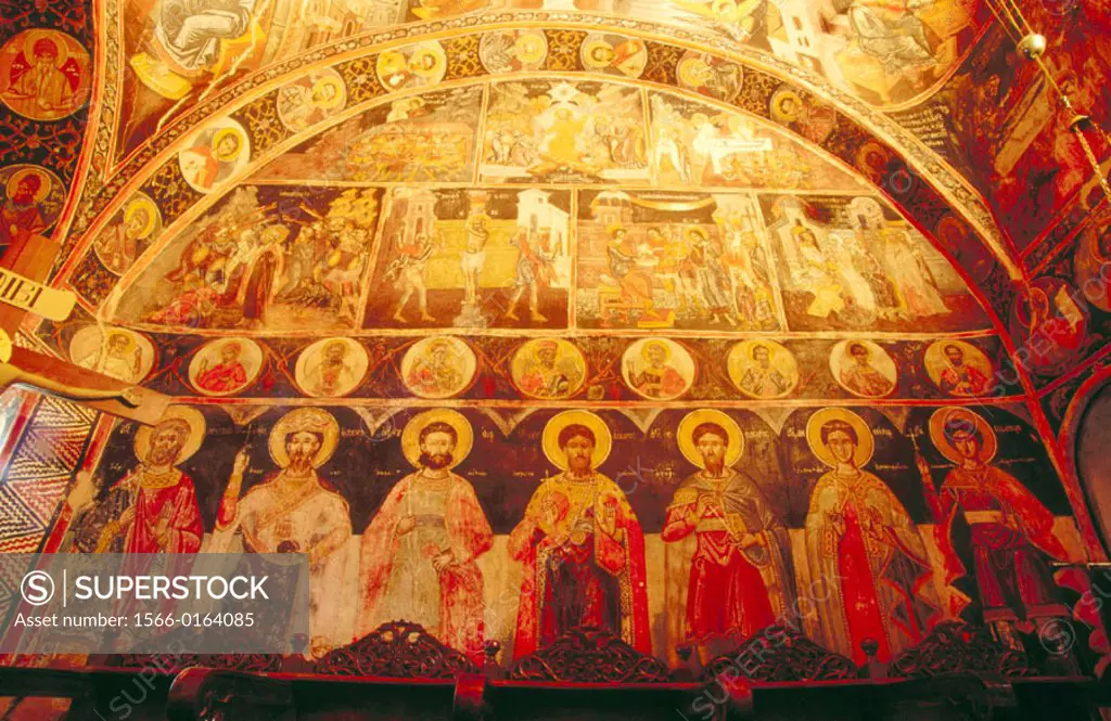 Frescoes in Hagia Triada Monastery. Thessaly, Greece
