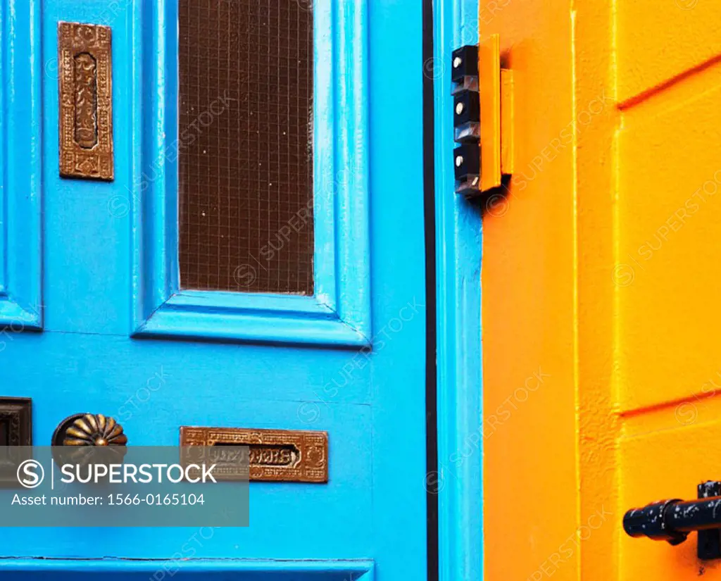 Orange and blue house in Notting Hill. London. England