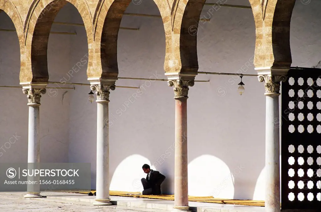 Jamaa ez-Zitouna, the Great Mosque of the olive tree in the medina. Tunis. Tunisia