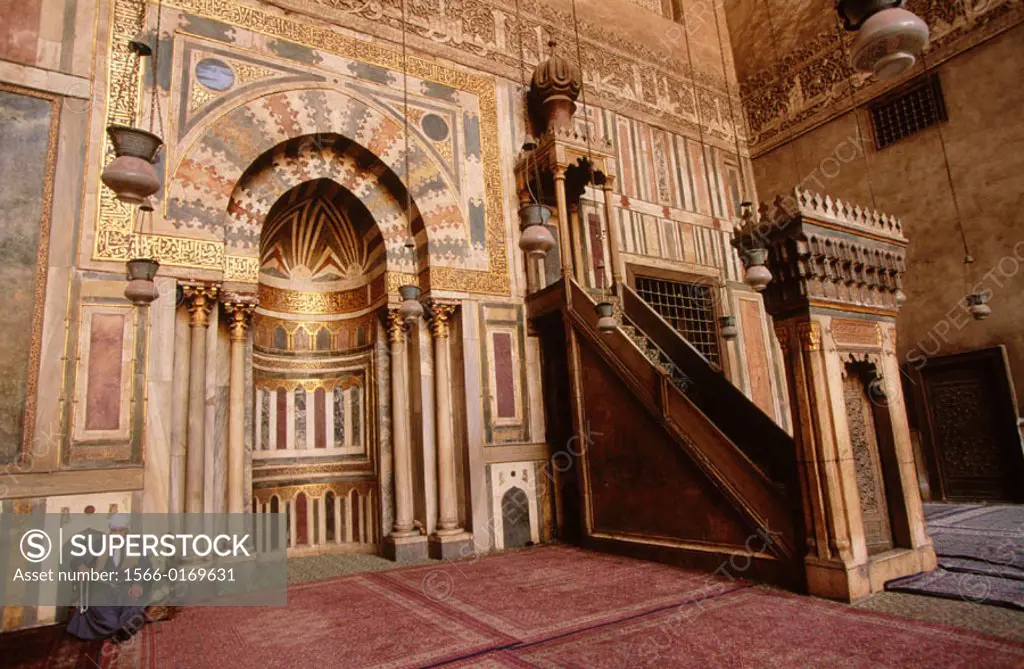 Minbar and mihrab in Sultan Hassan mosque. Cairo. Egypt