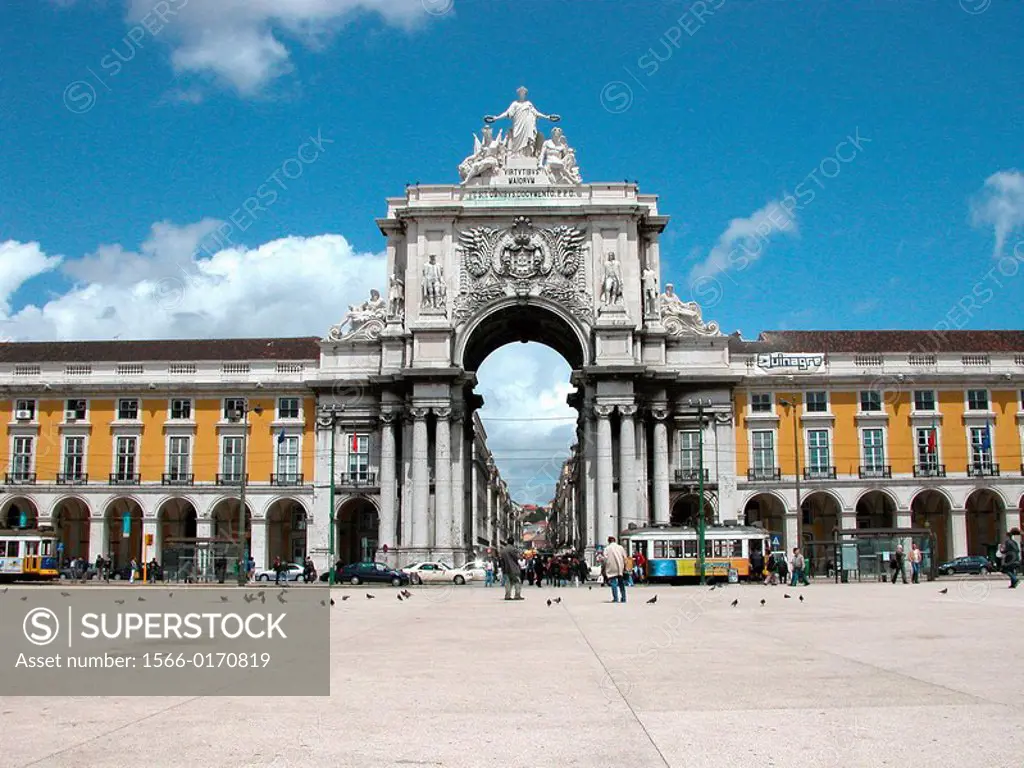 Rua Augusta Arch at Praça do Comércio. Lisbon. Portugal
