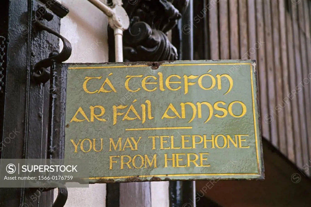 Telephone sign. Dublin, Ireland