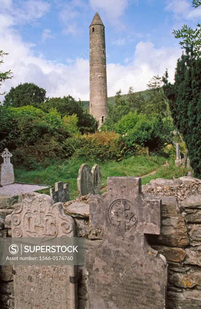 St. Kevin church and tower. Glendalough, Co. Wicklow, Ireland