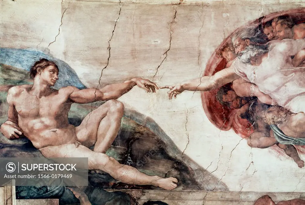 The Creation, by Michelangelo. Frescoes at the Sixtine Chapel vaults. Vatican City. Rome. Italy