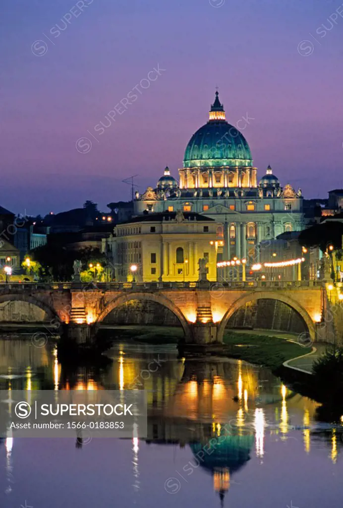 St. Peter´s Basilica and St.´Angelo Bridge. Vatican City. Rome. Italy