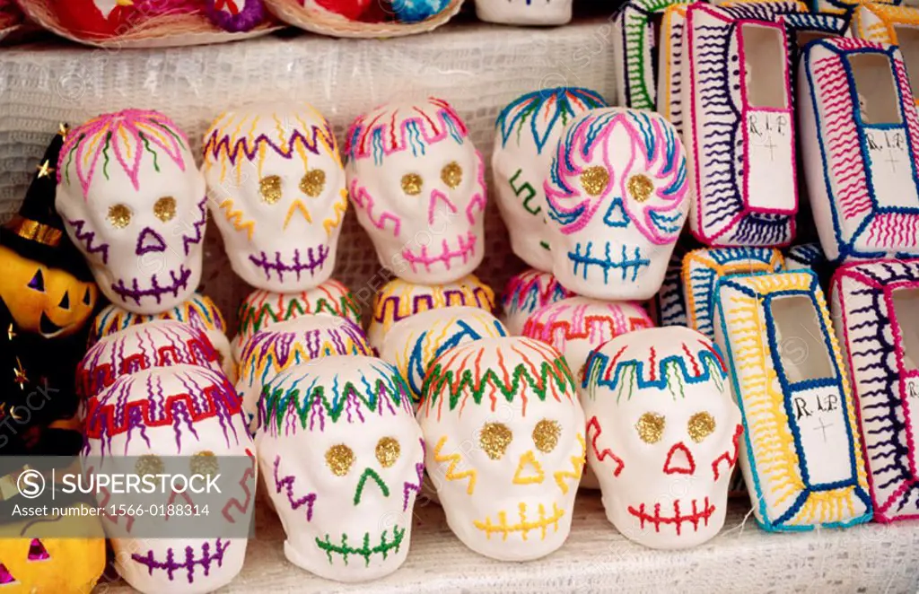 Skulls made of sugar for ´Día de los muertos´. San Miguel de Allende. Guanajuato. Mexico