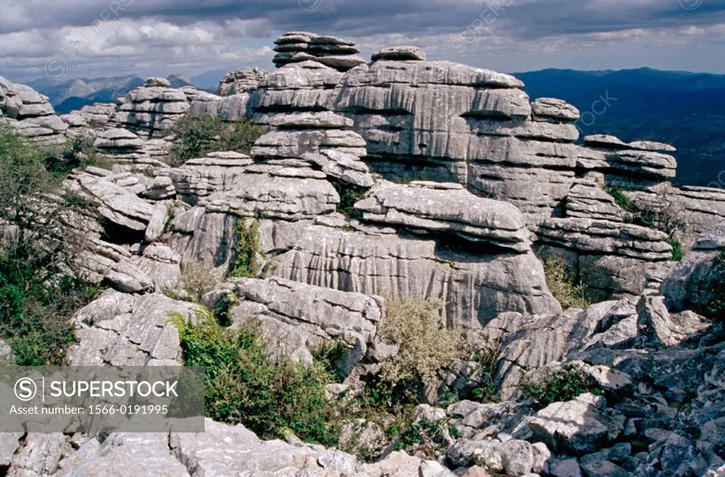 Erosion working on Jurassic limestones. Natural park of Torcal de Antequera. Antequera. Málaga province. Andalucia. Spain