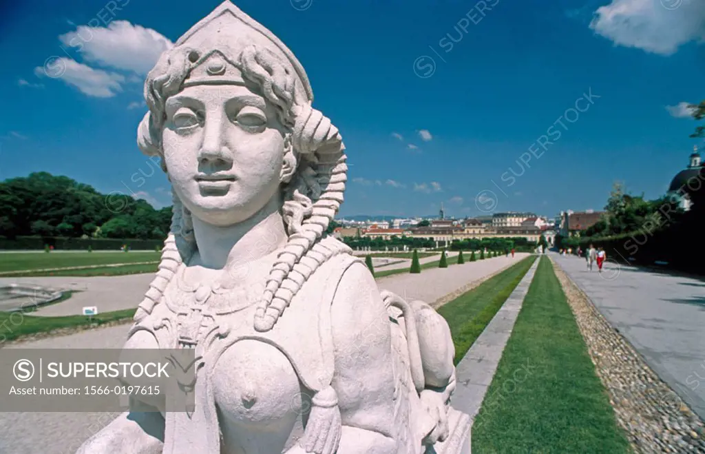 Sphinx woman in the gardens at the Palace Belvedere, Vienna, Austria