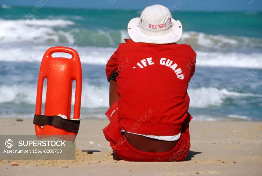 Life Guard on beach. Dubai, UAE (United Arab Emirates)