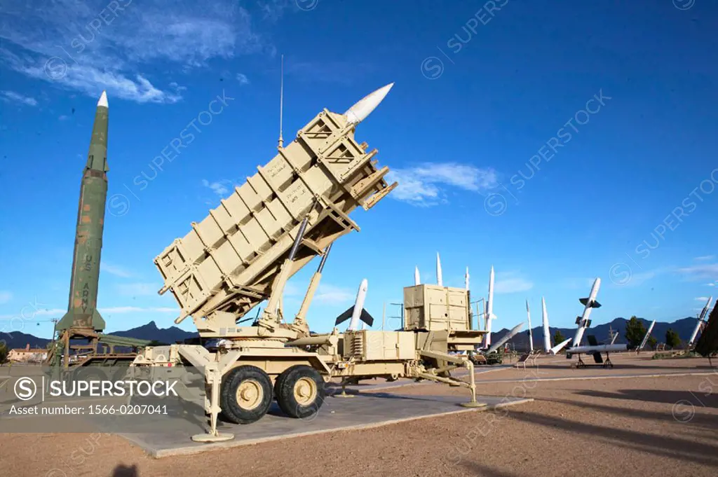 White Sands Missile Range Museum: Patriot surface-to-air missile and launcher. New Mexico, USA