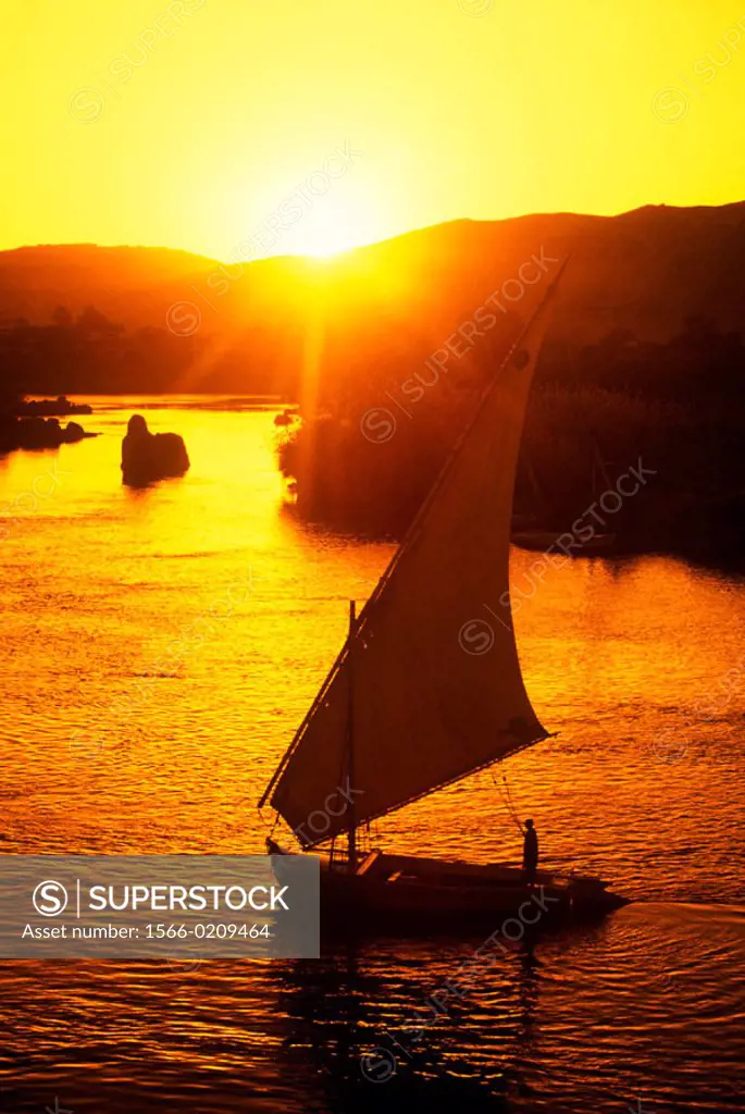 Felucca on Nile river. Aswan. Egypt