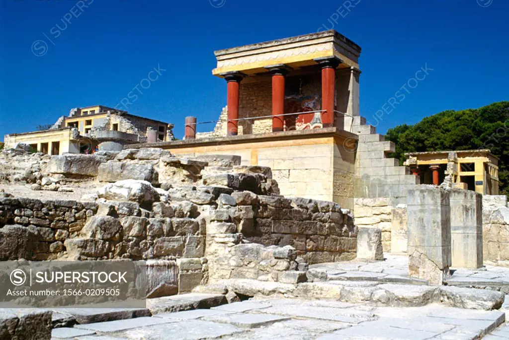 North entrance, Minoan palace ruins, Knossos. Crete, Greece