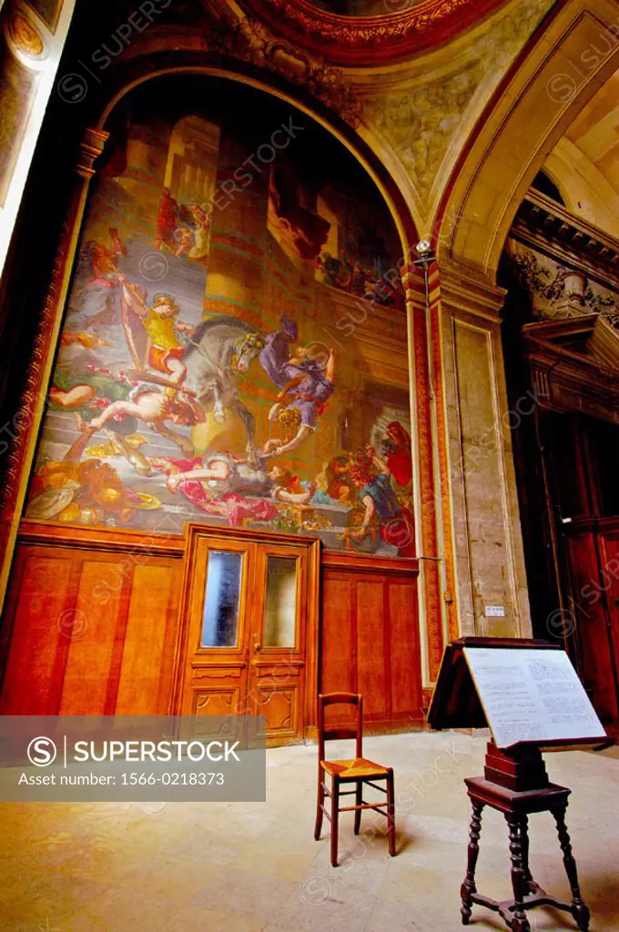 Fresco by Delacroix in St. Sulpice church. Paris. France