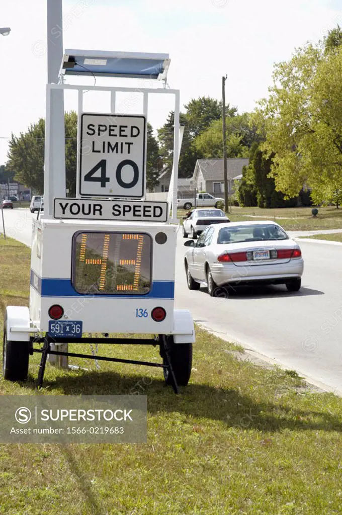 Speed sign shows drivers their speed in an attempt to slow speed of traffic.