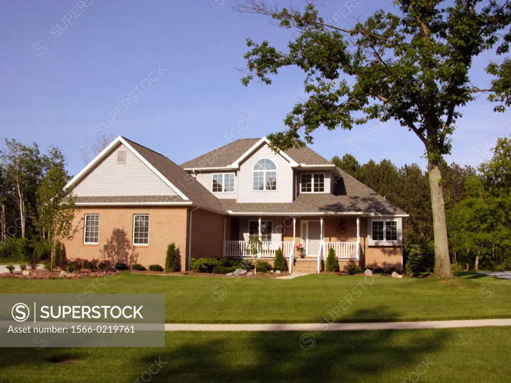 Middle class residential home in a subdivision neighborhood