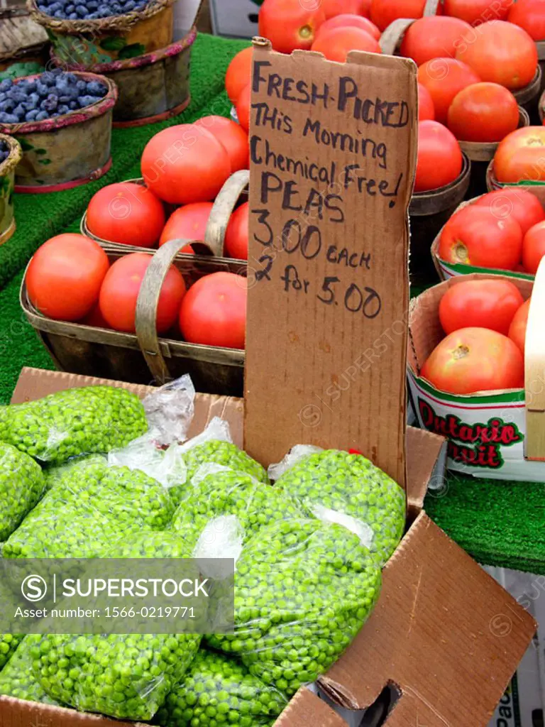 Farmers flea market near Lexington (Michigan, USA) sells farm vegetable, fruit, and baked products to the public