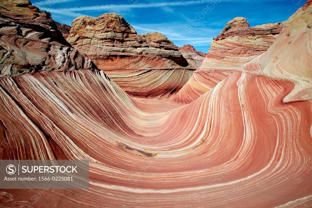 ´The Wave´, swirling sandstone formation. Paria Canyon-Vermilion Cliffs Wilderness. Arizona, USA