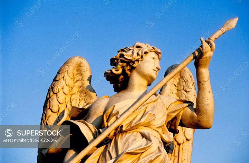 The angels statues by Bernini along the San´Angelo bridge. City of Rome. Lazio. Italy