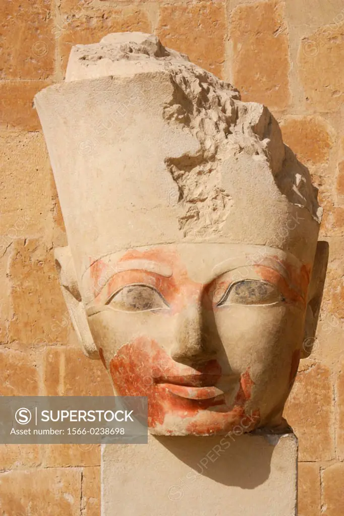 Sculpture in Hatshepsuts temple at Deir el-Bahri, near Thebes. Luxor, Egypt