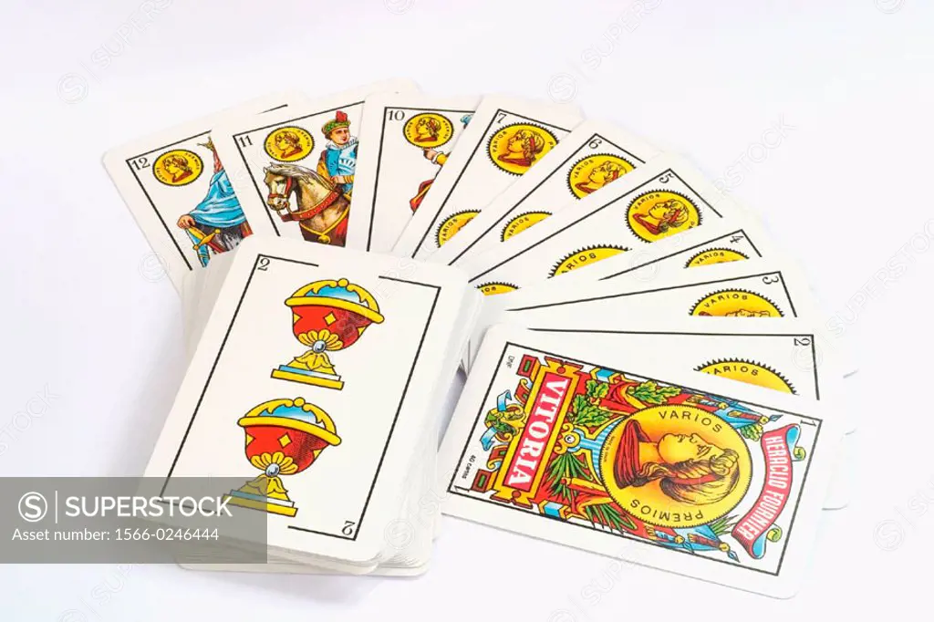 Deck of Spanish cards showing the diamonds suit