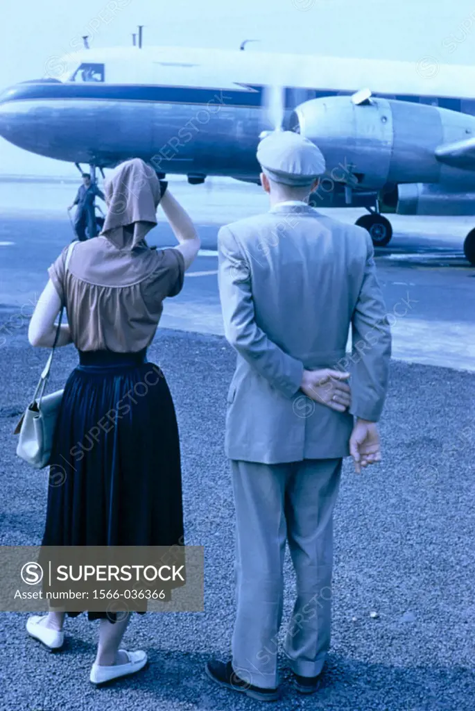 Plane at Frankfurt airport. Germany (1955)