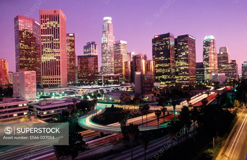 Downtown Los Angeles at dusk